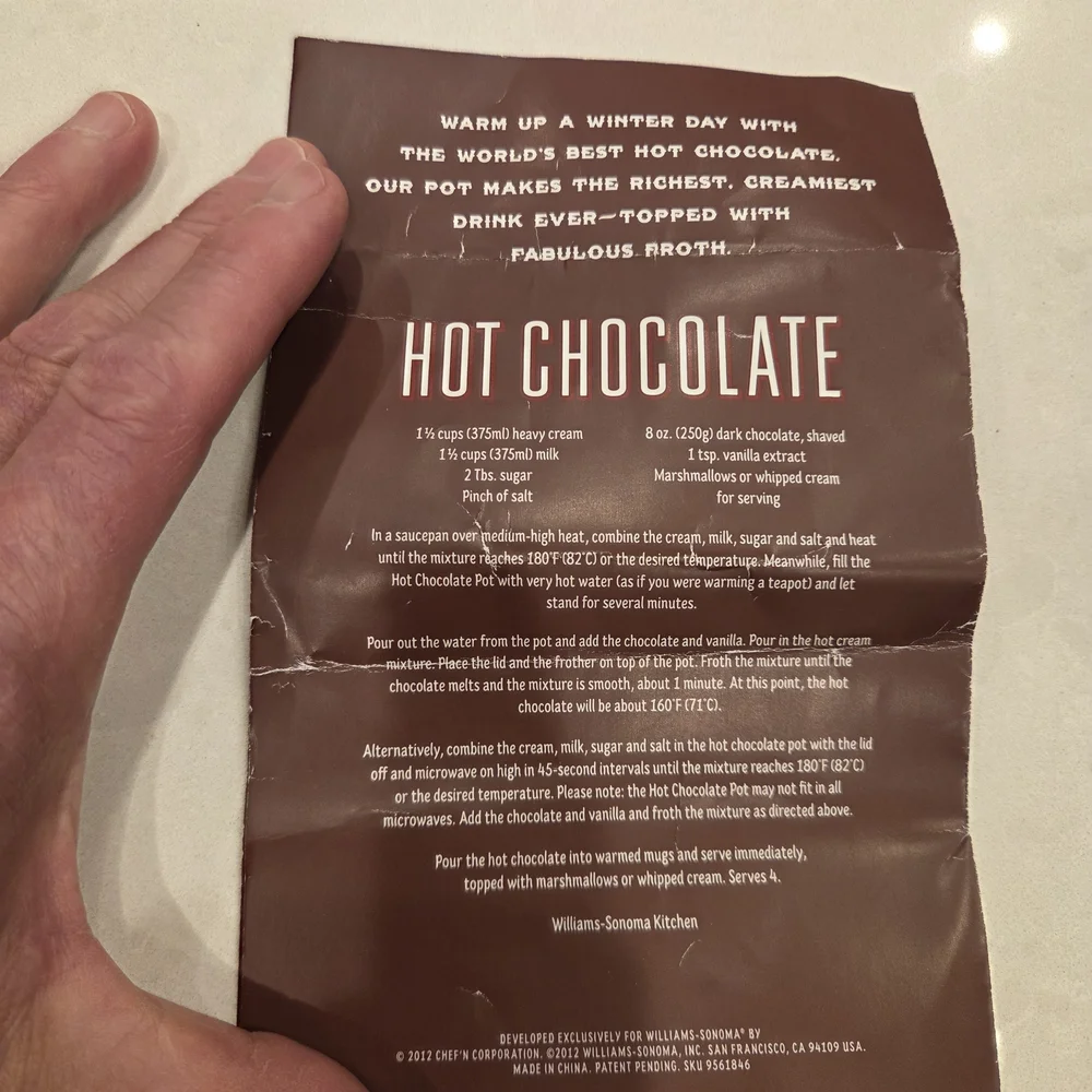 Williams Sonoma Red and White Hot Chocolate Pot